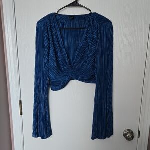 SHEIN | Blue Bell Sleeve Crop Top